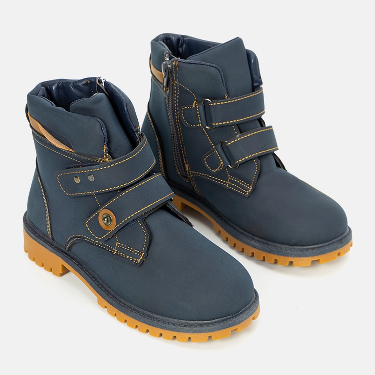 Marineblaue Kinderstiefel Marcil navy blau gelb 1