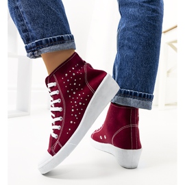 Burgunde knöchelhohe Sneakers auf dem Bondi Wedge rot 1
