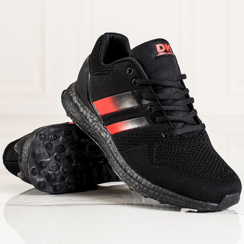 DK Herren Sportschuhe mit Riemen schwarz rot 1