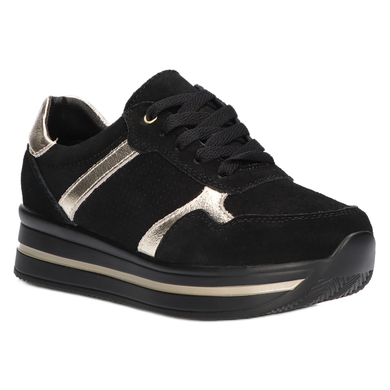 Leder Wildleder Turnschuhe Filippo DP2004 / 21 schwarz 2