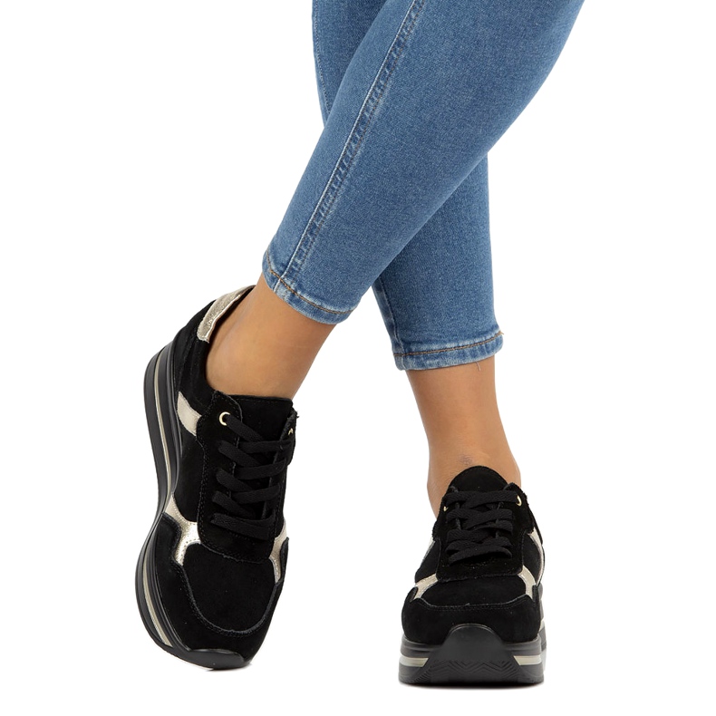 Leder Wildleder Turnschuhe Filippo DP2004 / 21 schwarz 1