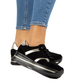 Leder Wildleder Turnschuhe Filippo DP2004 / 21 schwarz 4