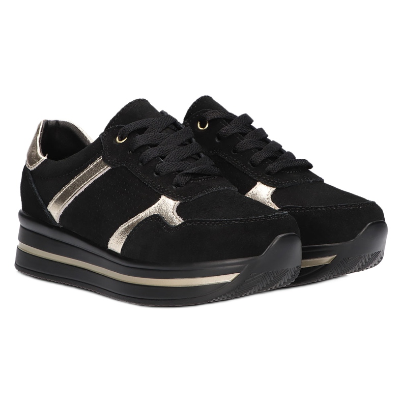 Leder Wildleder Turnschuhe Filippo DP2004 / 21 schwarz 3