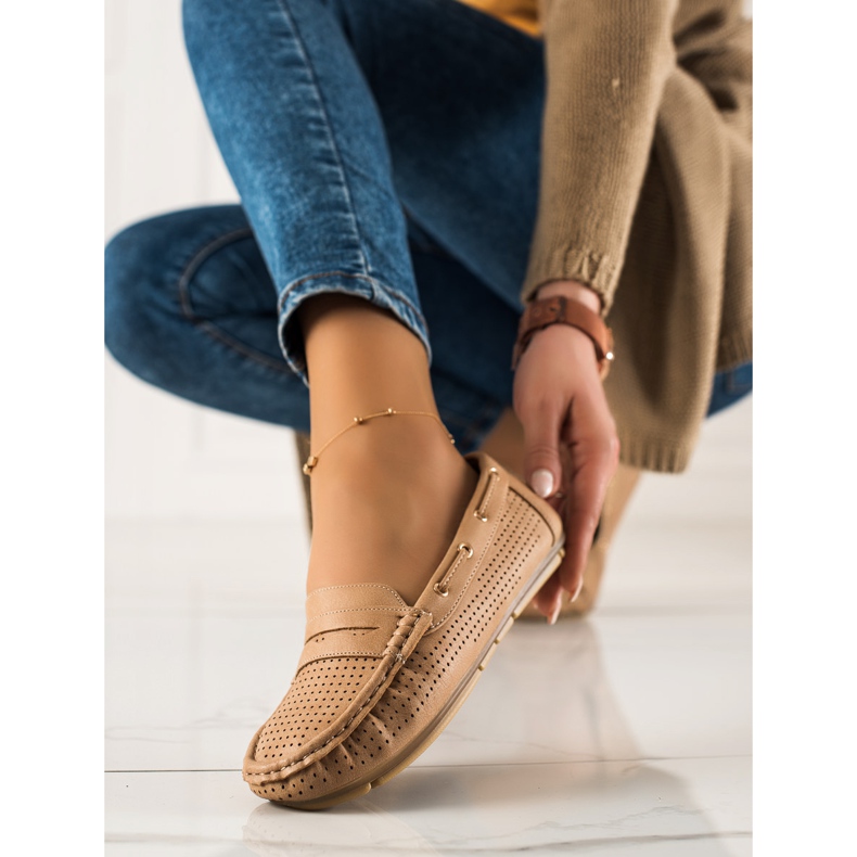 Primavera Bequeme durchbrochene Loafer beige 1