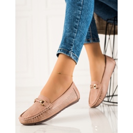 Primavera Durchbrochene Loafer mit Ornament beige rosa 1