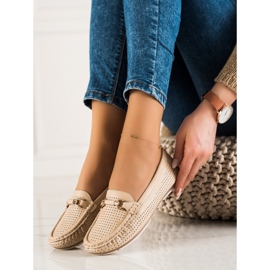 Primavera Durchbrochene Loafer mit Ornament beige 1