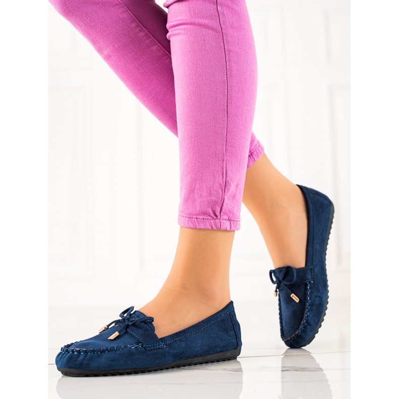 TRENDI Wildleder-Loafer mit Schleife marineblau 1