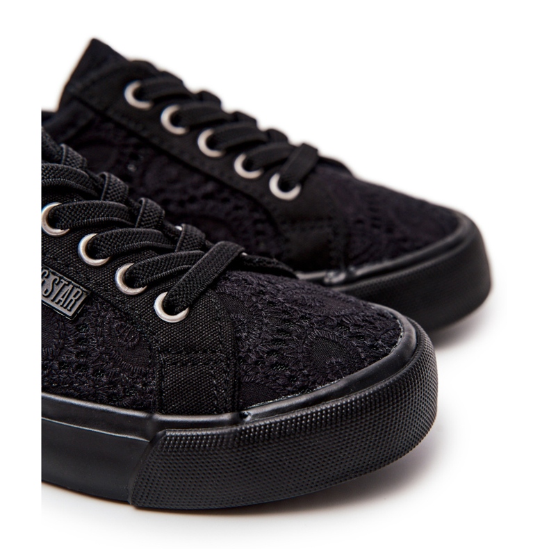 Schwarze durchbrochene Turnschuhe Big Star JJ374011 1