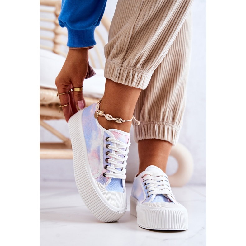 Niedrige Turnschuhe auf der Plattform Blau-Rosa Mischa 2