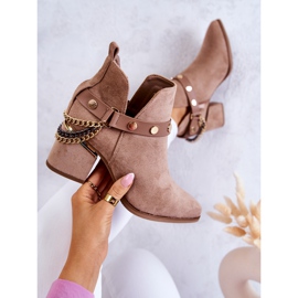 PS1 Wildleder Damenstiefel mit Ketten Dunkelbeige Tracy 1