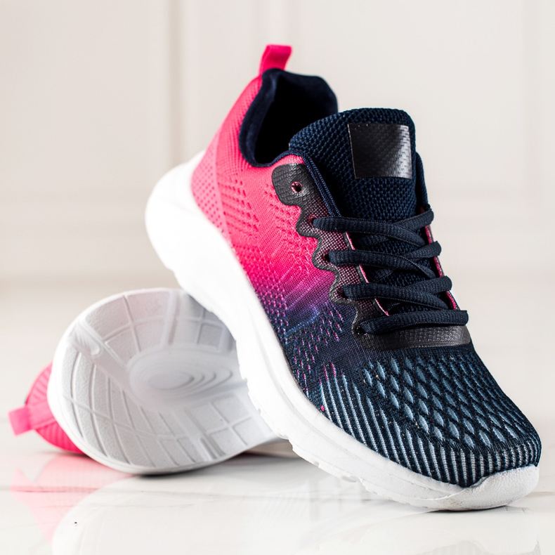 TRENDI Modische Sportschuhe marineblau blau rosa 1