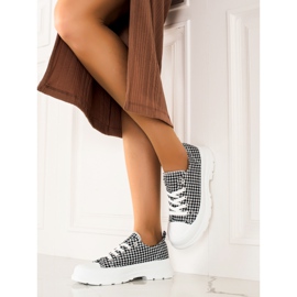 Bona Niedrige karierte Turnschuhe weiß schwarz 2