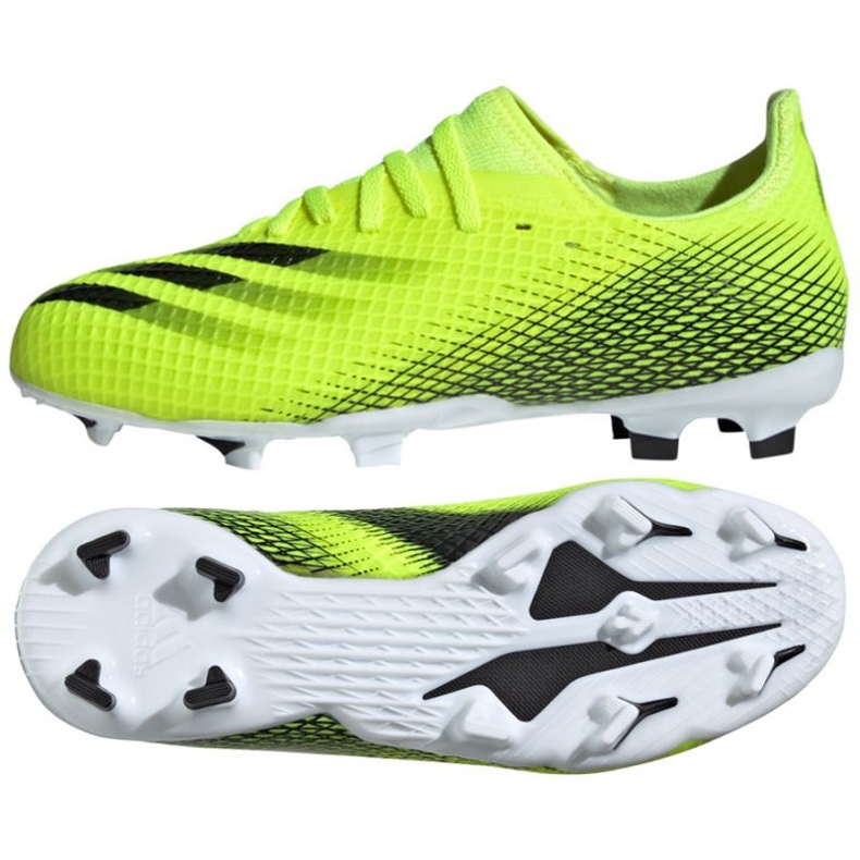 Adidas X Ghosted.3 Fg Jr FW6934 Fußballschuhe weiß, gelb-grün neon grün 1