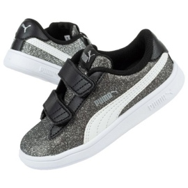 Puma Smash V2 Glitzer Glam Jr 367380 04 schwarz silber- 1