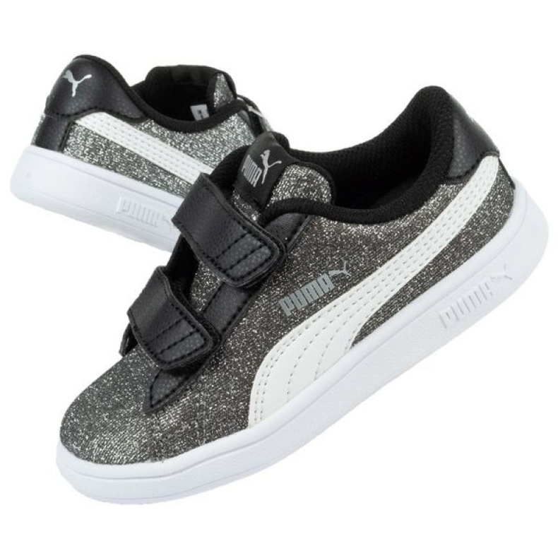 Puma Smash V2 Glitzer Glam Jr 367380 04 schwarz silber- 1
