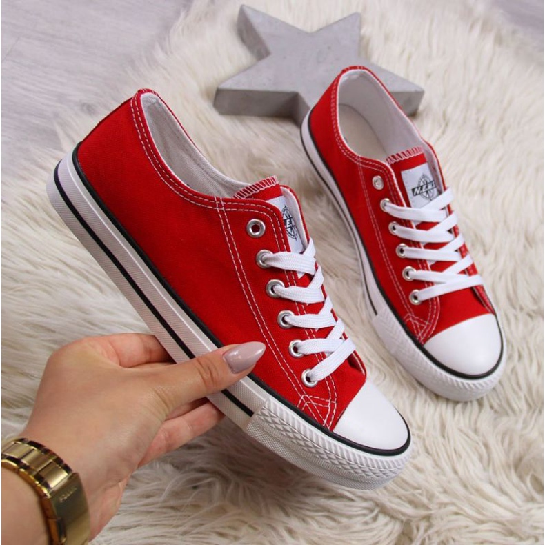 Niedrige Textil-Sneakers NEWS W EVE8D rot marineblau 1