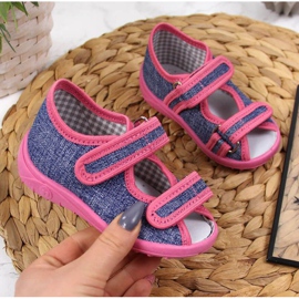 Nazo TEX4B Hausschuhe, Marineblau und Rosa 1