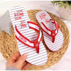 Big Star W DD274A249 rote Strand-Flip-Flops weiß 1
