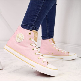 High-Top-Sneaker Big Star W HH274447 rosa beige 2