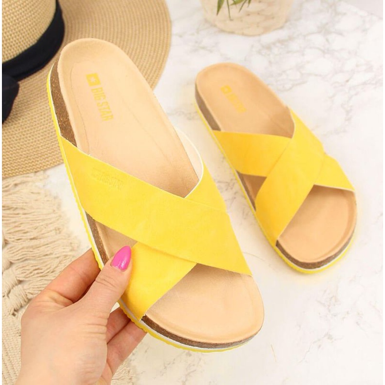 Leder Big Star W HH274596 gelbe Hausschuhe 1