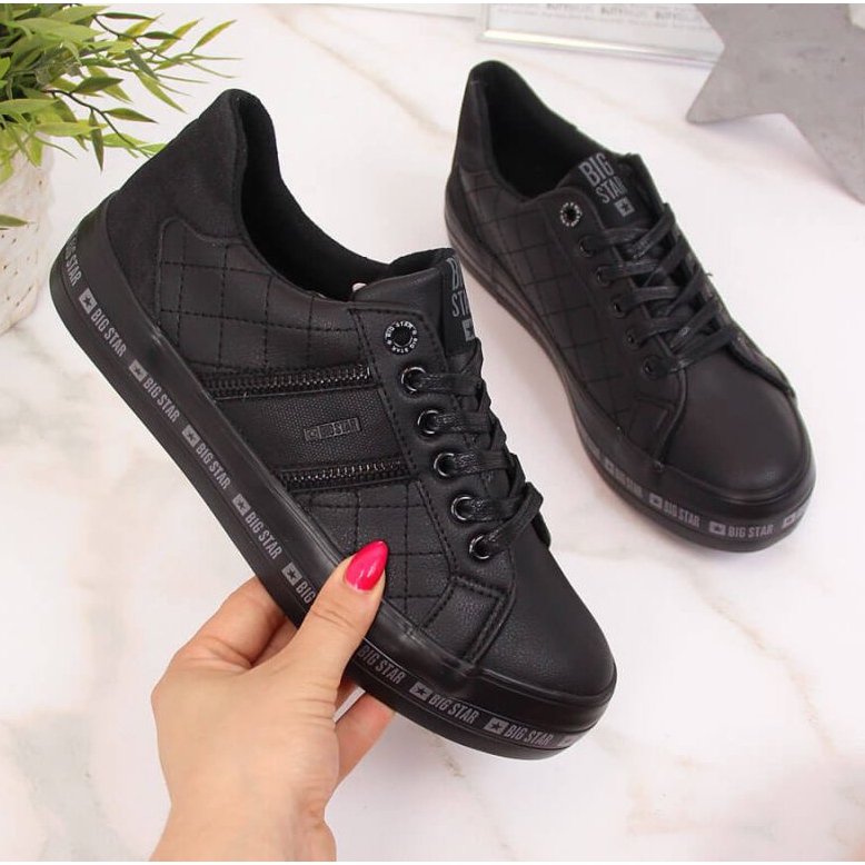 Schwarze Low-Top-Sneaker auf der Big Star W II274070-Plattform 1