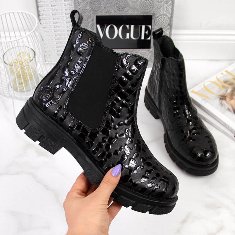 Leder-Isolierstiefel Rieker W Z9152-00 schwarz weiß 1