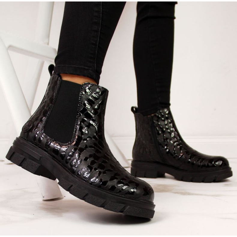 Leder-Isolierstiefel Rieker W Z9152-00 schwarz weiß 2