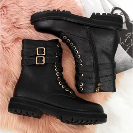 Schwarze Stiefel mit Schnallen Goe W II2N4023 5