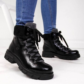 Schwarz isolierte lackierte Stiefel W Rieker Z9132 blau 2