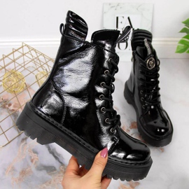 Schwarz lackierte Lederstiefel Filippo W PAW297 1