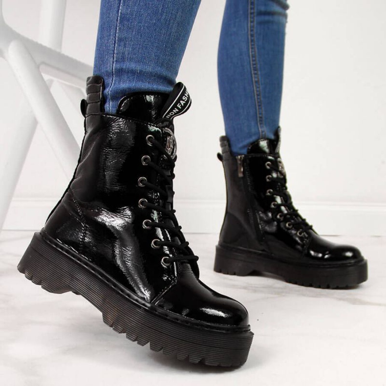 Schwarz lackierte Lederstiefel Filippo W PAW297 2