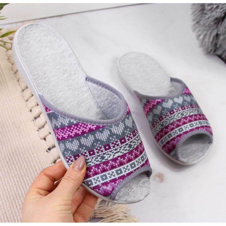 Startseite Hausschuhe W BEF17D Befado grau lila violett 1