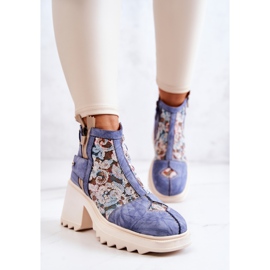 Lederstiefel auf massivem Pfosten Maciejka Blue 05325-06 blau 1