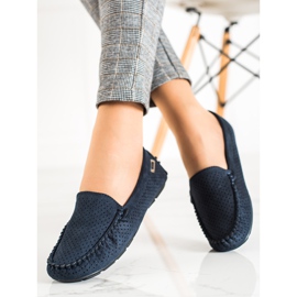 Goodin Durchbrochene Loafer mit Wildleder blau 1