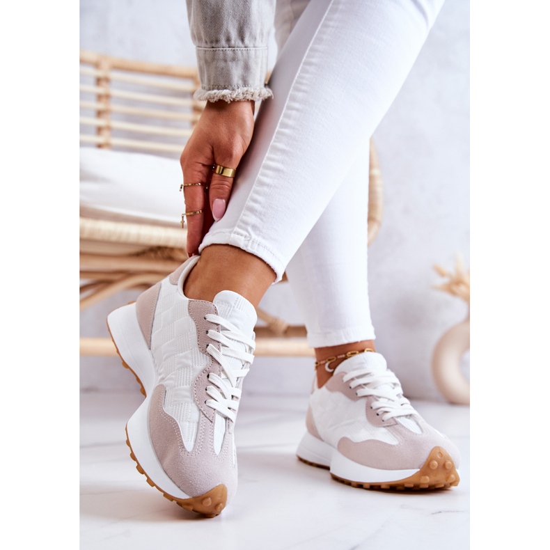 FJ1 Klassische Sportschuhe, gebunden Weiß und Beige Patrice 2