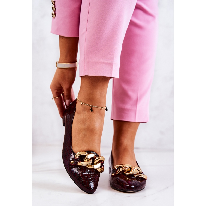 Pumps aus lackiertem Leder mit Schlangenmuster Burgund Elissabeth rot 1