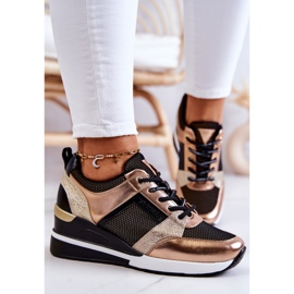 Vinceza Sportschuhe Sneakers Schwarz und Gold Sharon golden 1