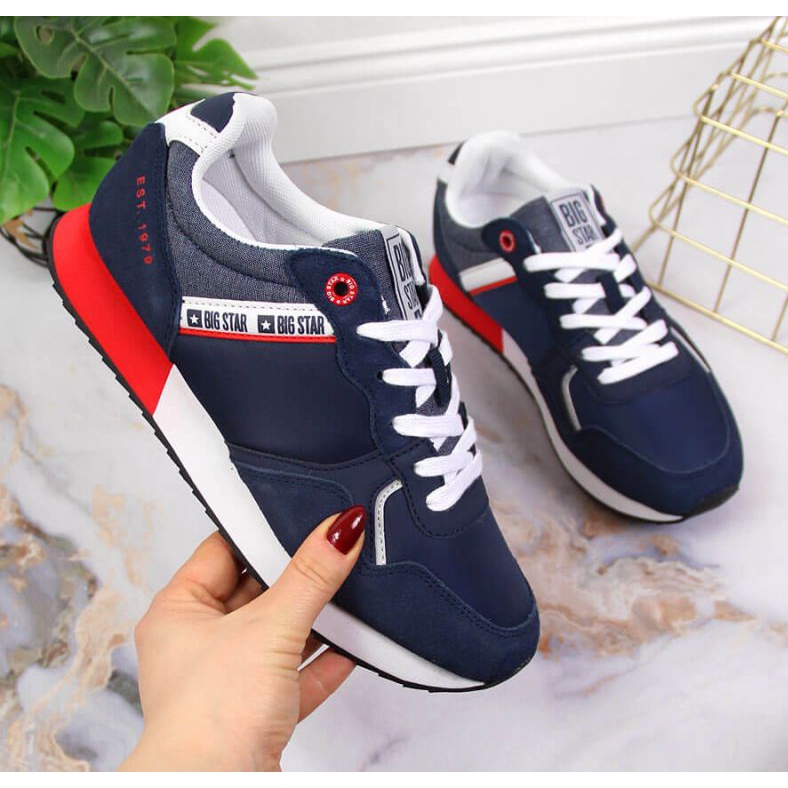 Sportschuhe aus Leder Big Star W JJ274285 marineblau navy blau grau 1