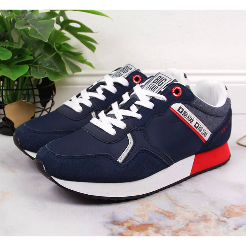 Sportschuhe aus Leder Big Star W JJ274285 marineblau navy blau grau 2