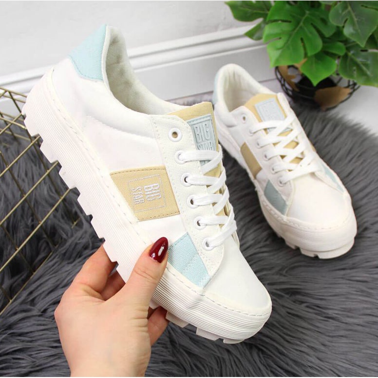 Textil-Sneakers auf der Plattform Big Star W JJ274480 weiß 1