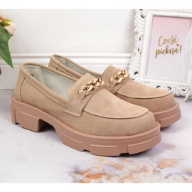 Lederhalbschuhe mit Kette Filippo W PAW252B beige 2