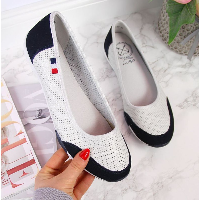 Filippo Leder durchbrochene Ballerinas W PAW198A weiß 1