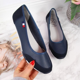 Filippo Leder durchbrochene Ballerinas W PAW198B navy blau 1