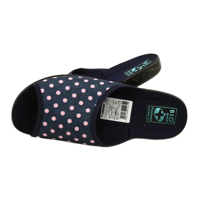 Adanex Sara Damen Polka Dots 24961 marineblaue Hausschuhe navy blau rosa 5
