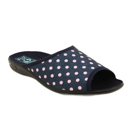 Adanex Sara Damen Polka Dots 24961 marineblaue Hausschuhe navy blau rosa 1
