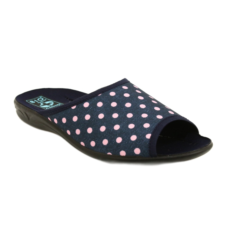 Adanex Sara Damen Polka Dots 24961 marineblaue Hausschuhe navy blau rosa 1