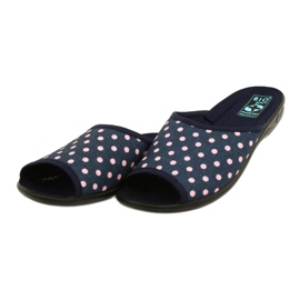 Adanex Sara Damen Polka Dots 24961 marineblaue Hausschuhe navy blau rosa 4
