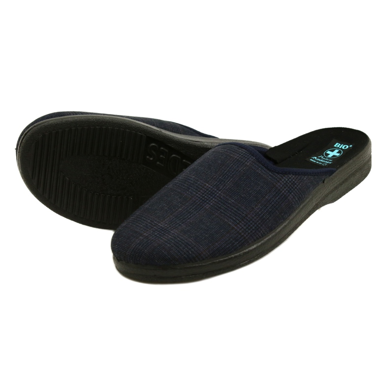 Herrenhausschuhe Hausschuhe Adanex 27318 Per Pedes Kariert marineblau 5