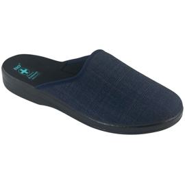 Herrenhausschuhe Hausschuhe Adanex 27318 Per Pedes Kariert marineblau 1