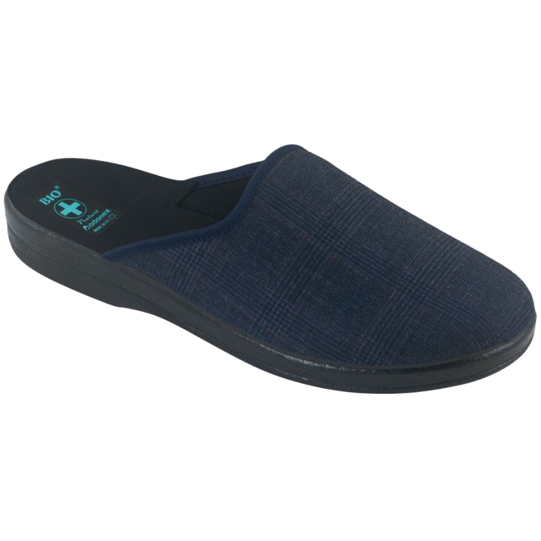 Herrenhausschuhe Hausschuhe Adanex 27318 Per Pedes Kariert marineblau 1